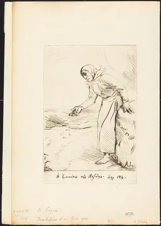 Frontispiece (The Beggar Woman of Veze), by Alphonse Legros, ink, 1874