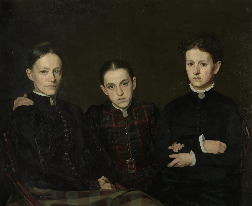 Portrait of Cornelia, Clara and Johanna Veth, by Jan Veth, oil, 1893