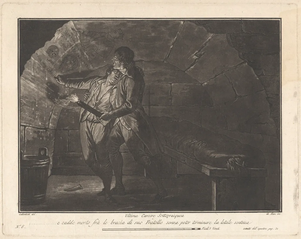 The Last Underground Prison: He Fell Dead into His Brother's Arms, by Giovanni De Pian, ink, 1797