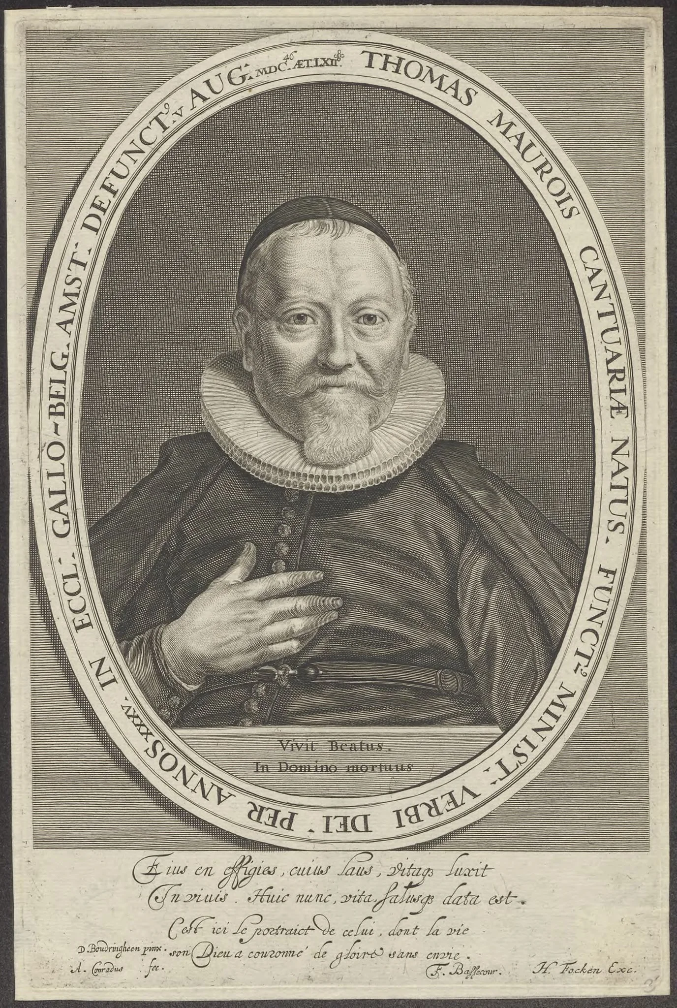 Portrait of Thomas Maurois, Walloon minister in Amsterdam, detail