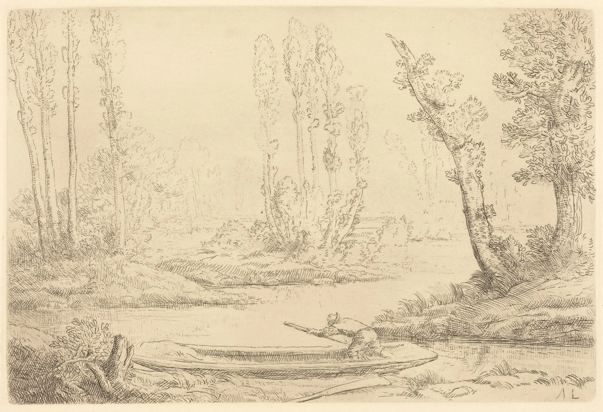 Banks of the Somme near Amiens (Bord de la Somme pres d'Amiens), detail