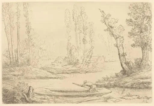 Banks of the Somme near Amiens (Bord de la Somme pres d'Amiens), by Alphonse Legros, ink, 1874