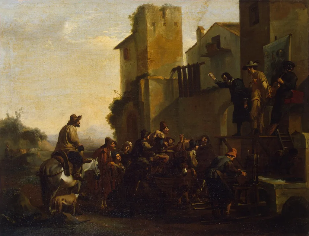Charlatan, by Jan Miel, oil, 1650