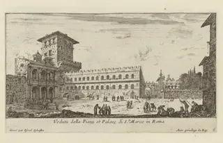 Veduta della Piaza et Palazo di St. Marco in Roma, by Israël Silvestre, ink, 1650