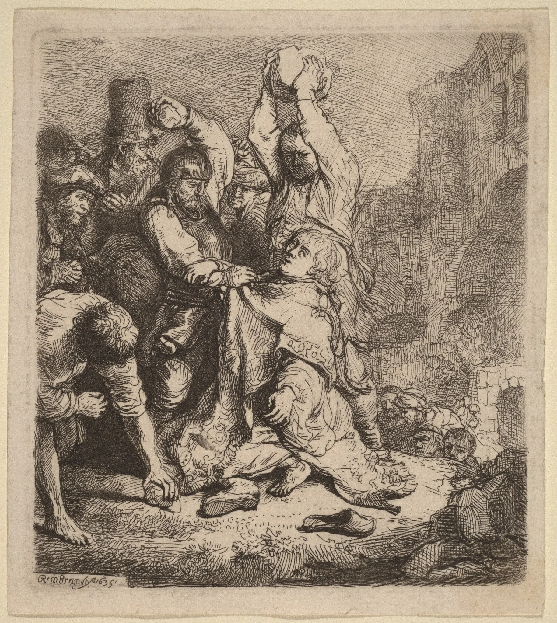 The Stoning of Saint Stephen, detail