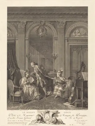 Le Billet doux, by Nicolas Delaunay, ink, 1778