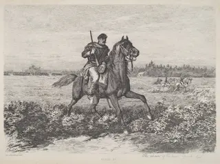 The Advance of the Cavalry, by Edwin Forbes, ink, 1876