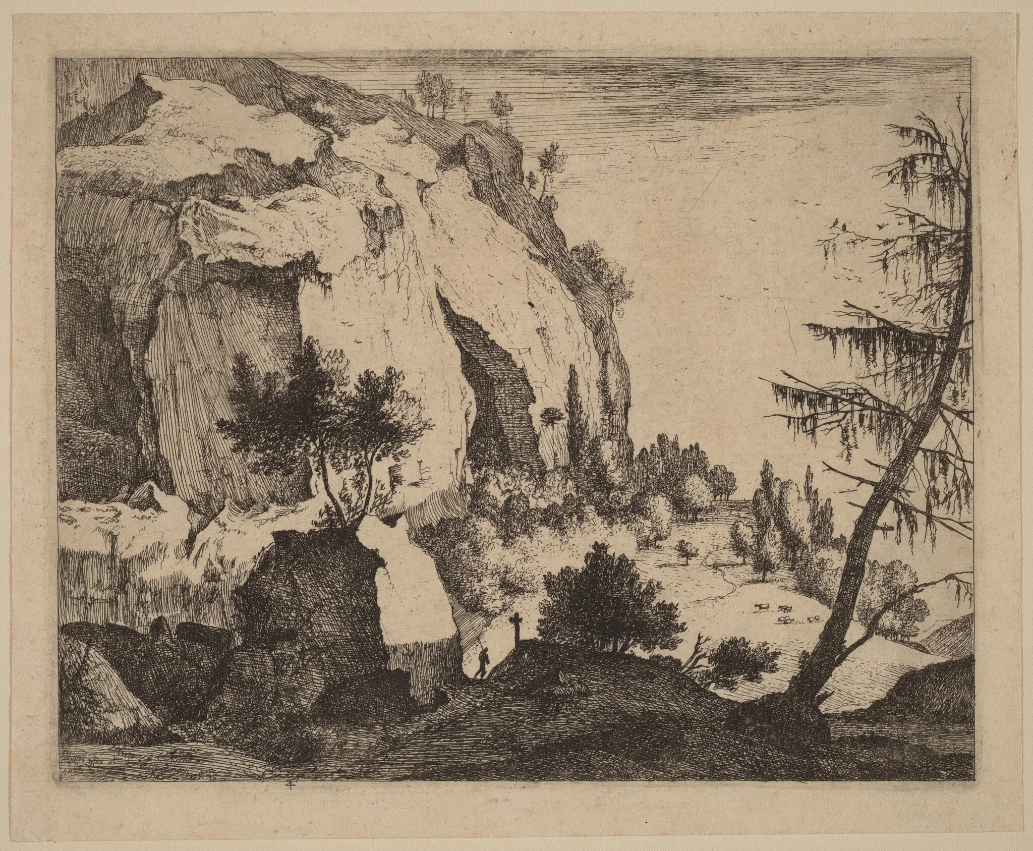 Rocky Landscape with Fir: pl.4, detail