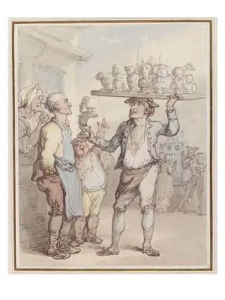 An Image Seller, by Thomas Rowlandson, watercolor, 1799