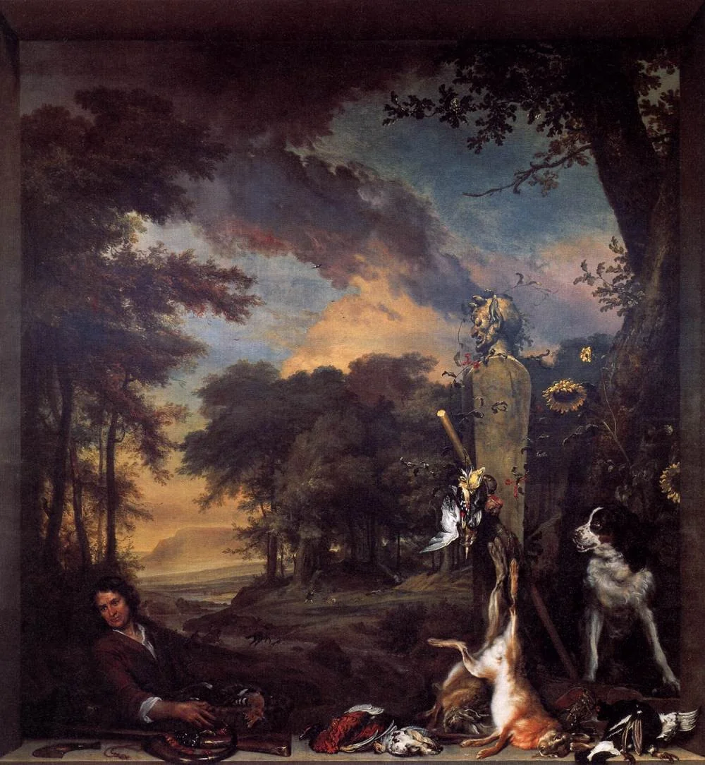 Landscape with Huntsman and Dead Game, detail