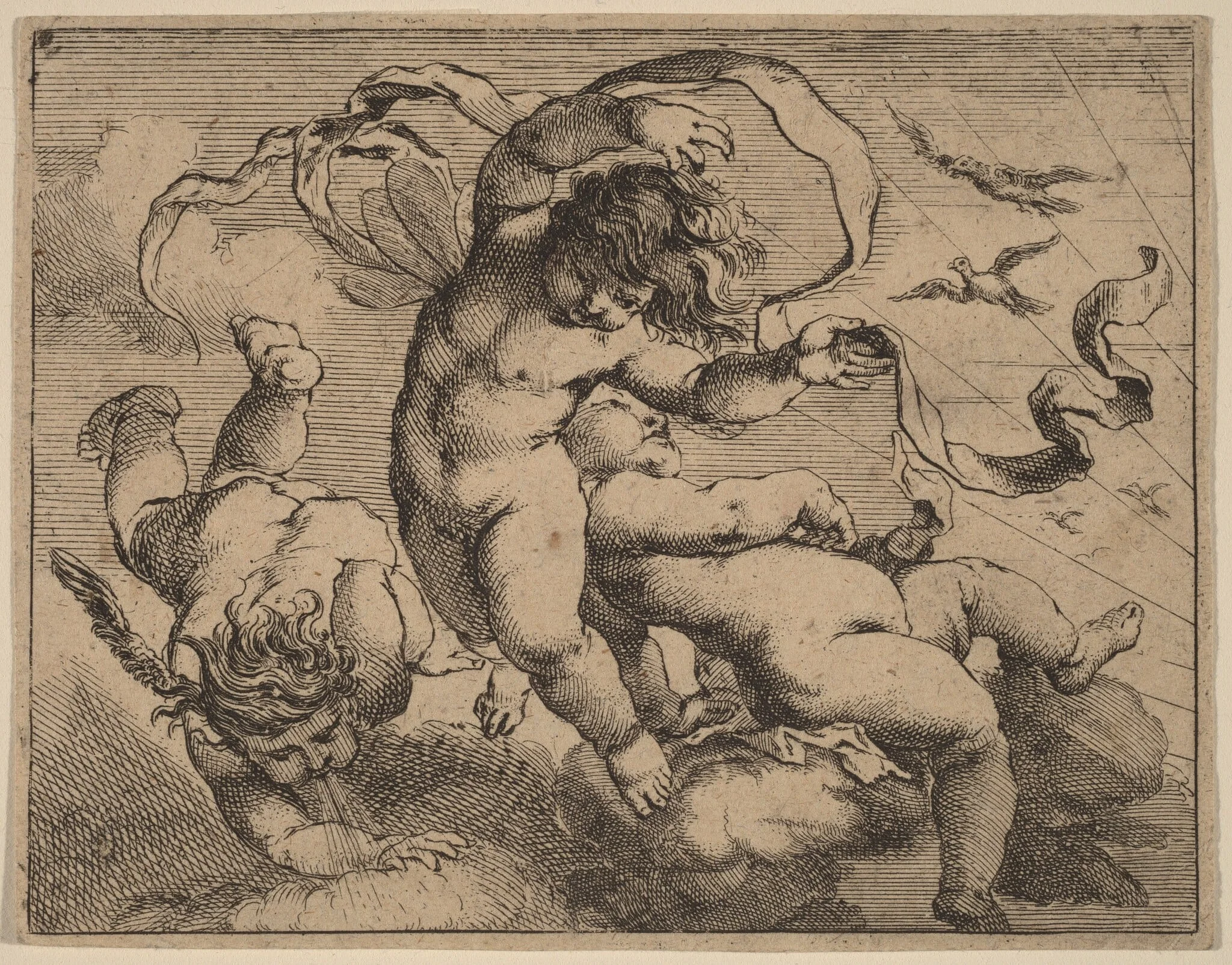 Three Flying Putti, detail