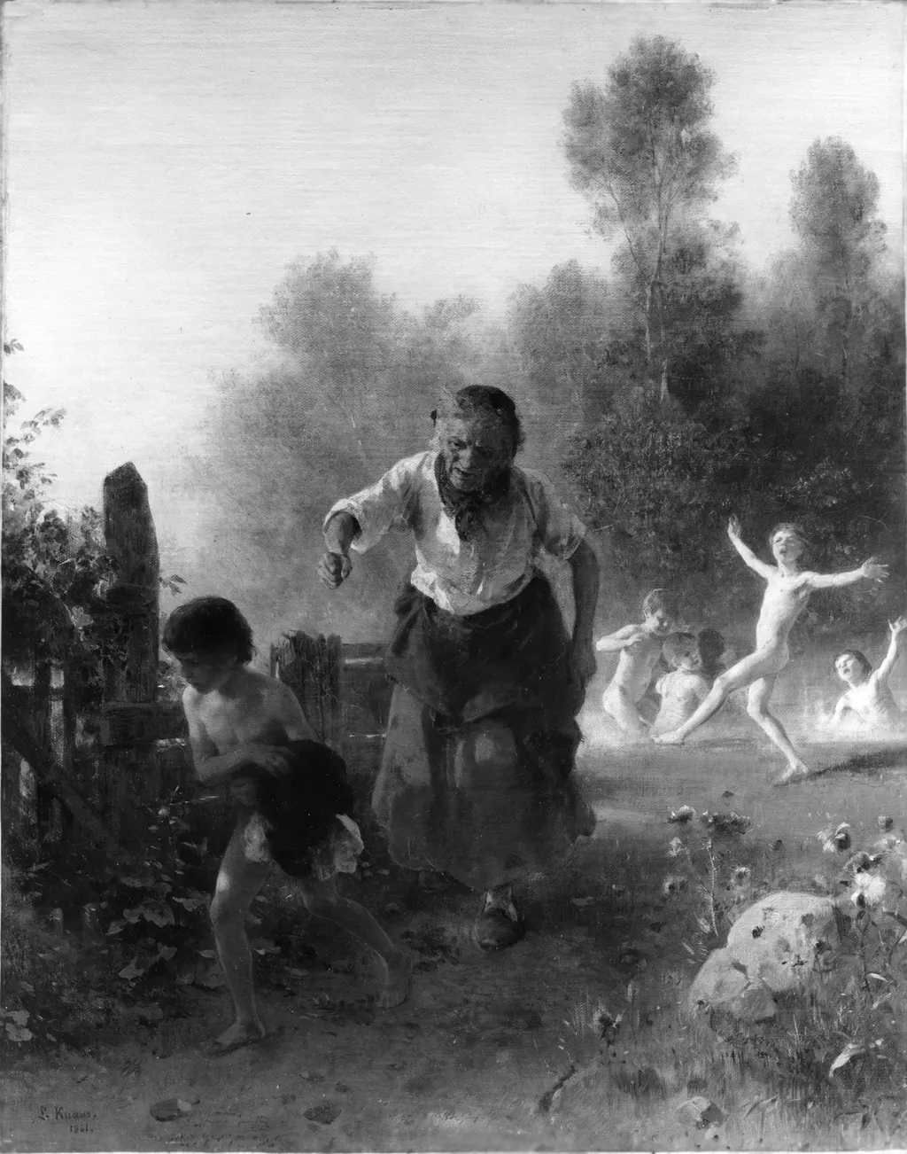 The Truant, by Ludwig Knaus, oil, 1861
