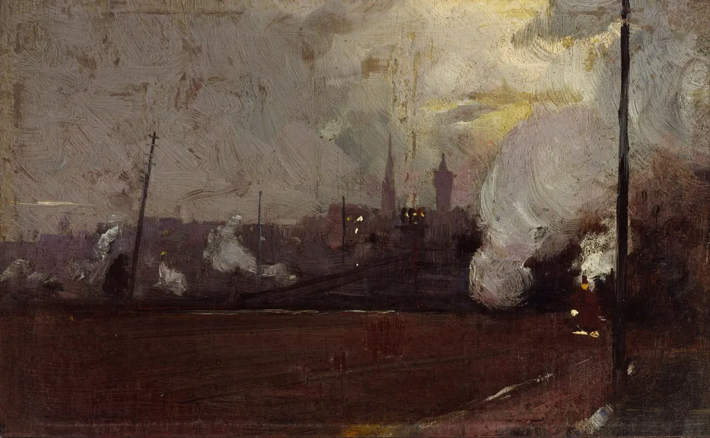 Evening train to Hawthorn, by Thomas Roberts, unspecified, 1895