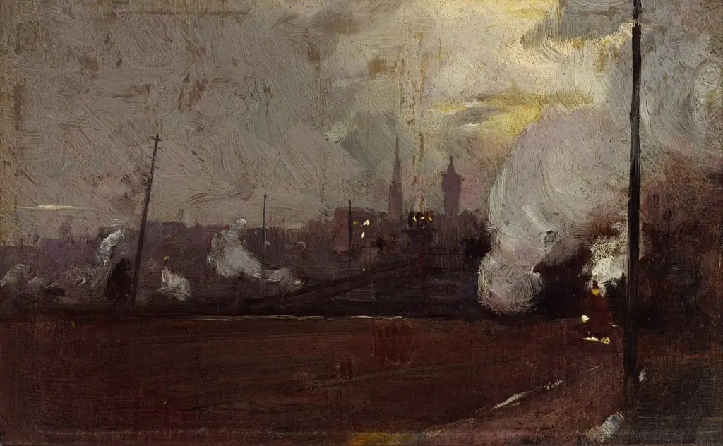 Evening train to Hawthorn, by Thomas Roberts, unspecified, 1895