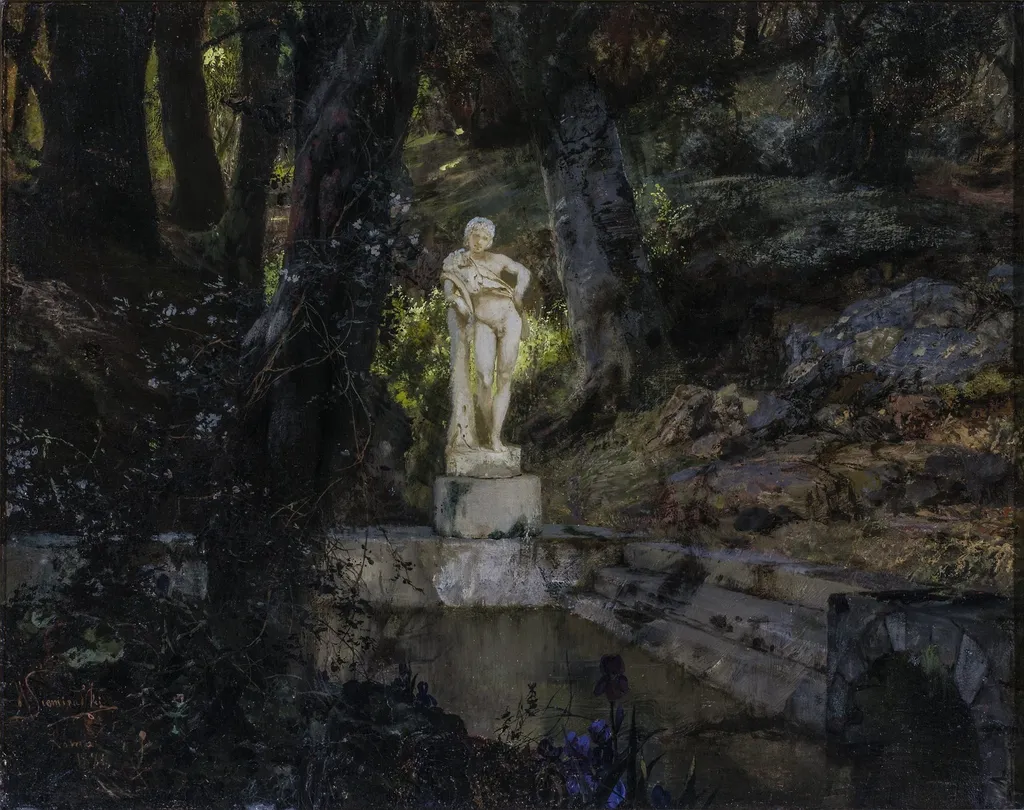 Faun's pond, by Henryk Siemiradzki, oil, 1891