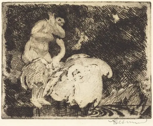Leda Bathing (Léda au bain), by Paul-Albert Besnard, ink, 1913