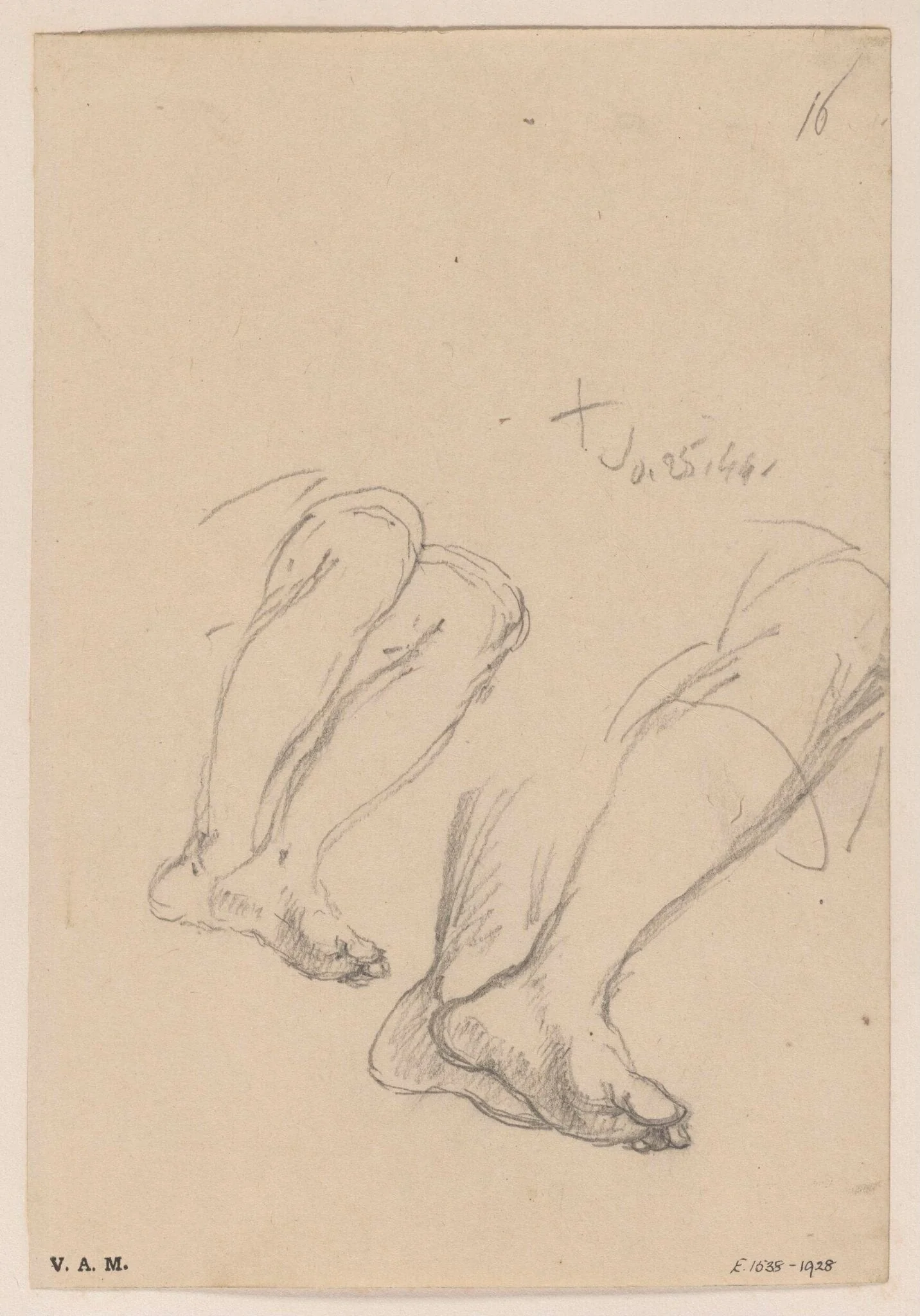 Two drawings of a pair of legs, detail