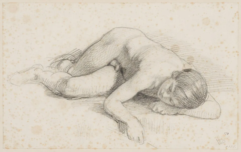 Study of a reclining nude youth, by William Dyce, 1850
