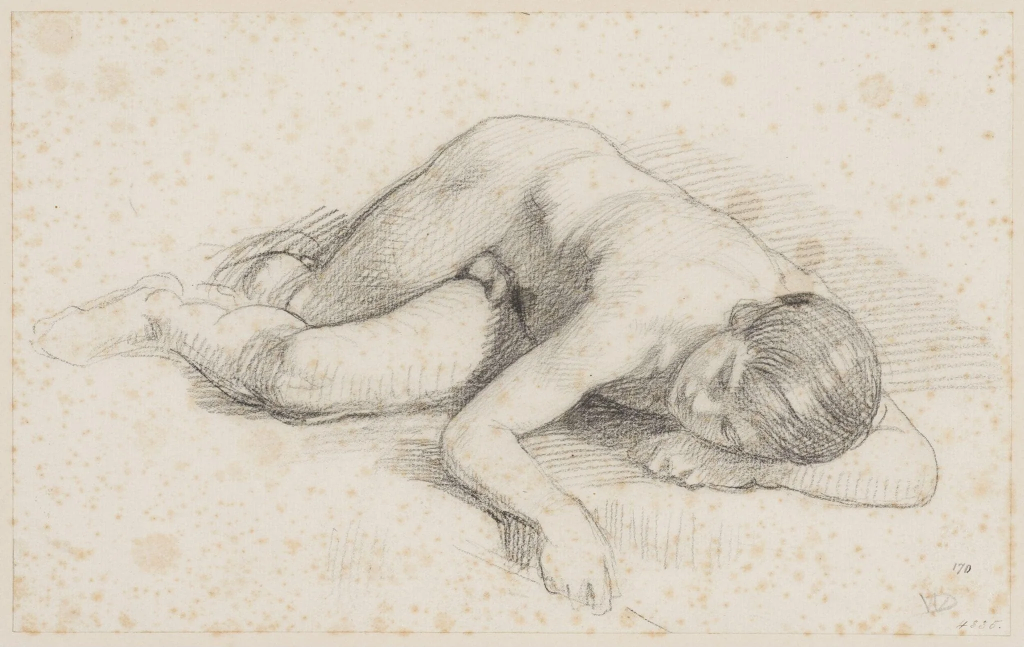 Study of a reclining nude youth, detail