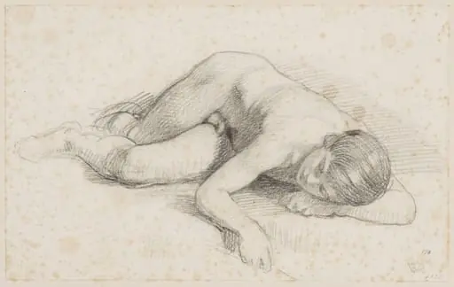 Study of a reclining nude youth, by William Dyce, 1850