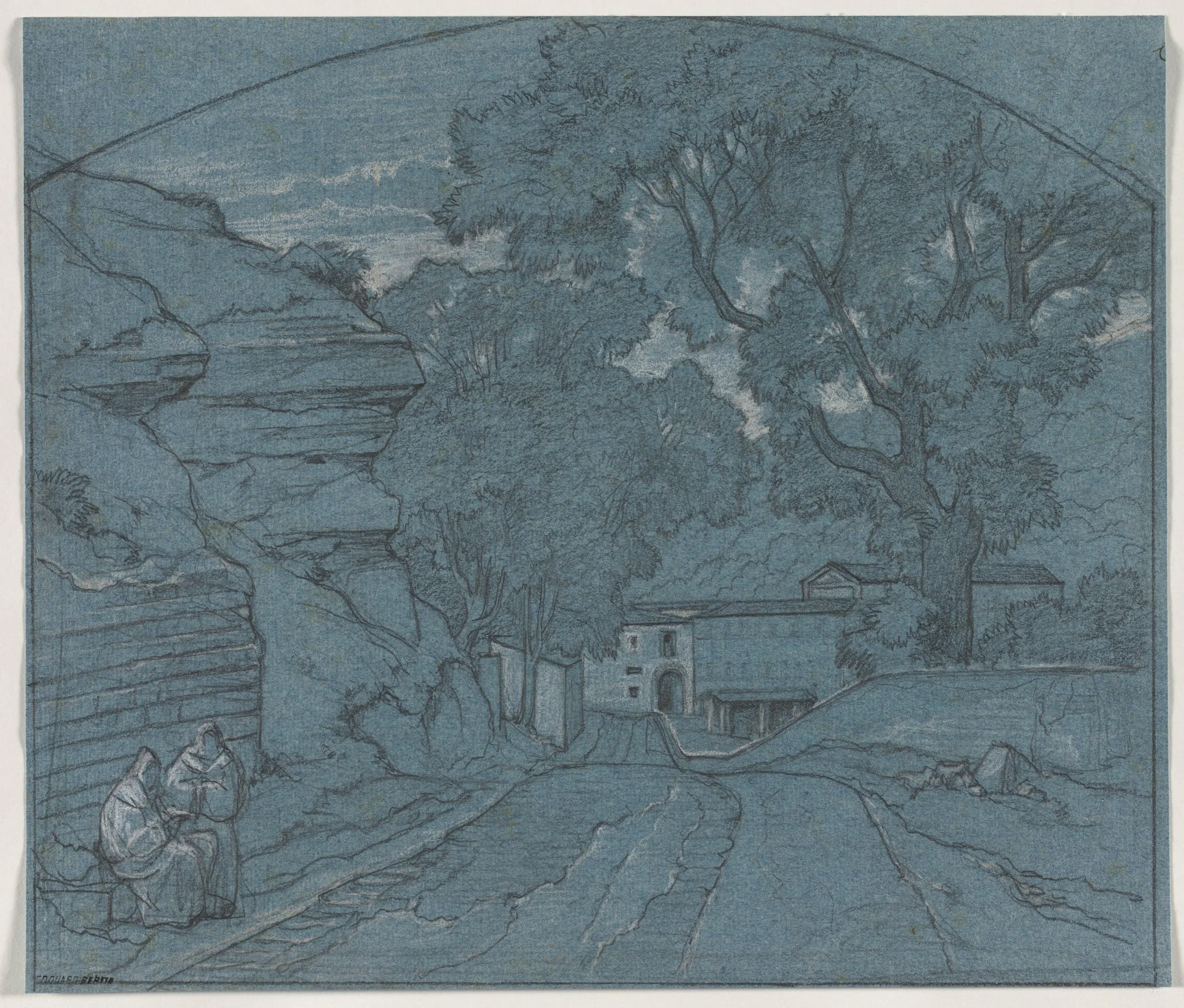 Landscape with Two Monks, detail