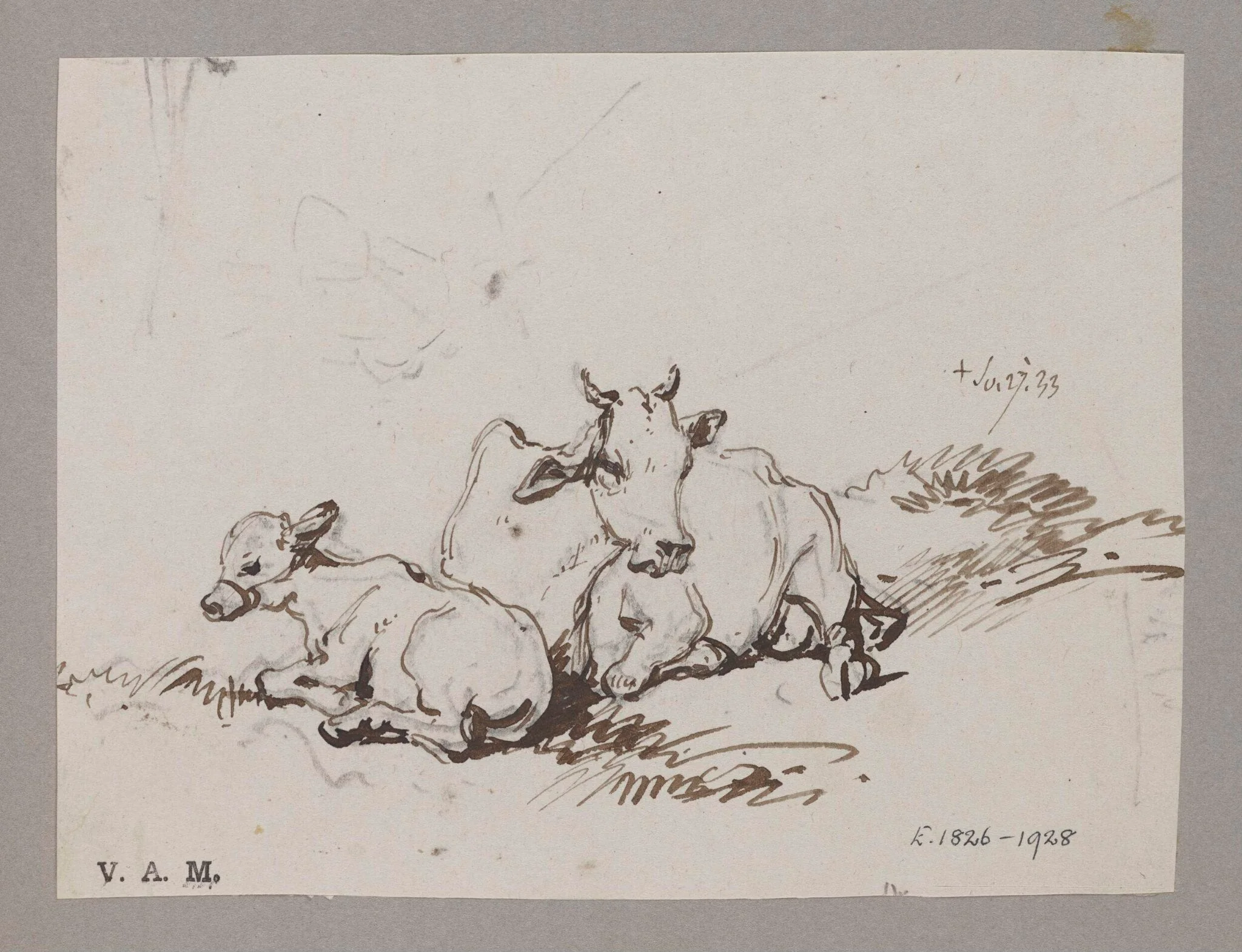A cow and calf, detail