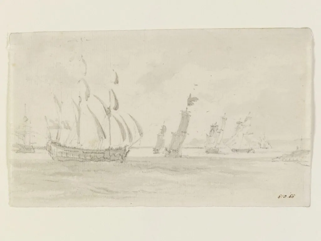 Shipping in a breeze in the Thames or the Medway, by John Constable, watercolor, 1803