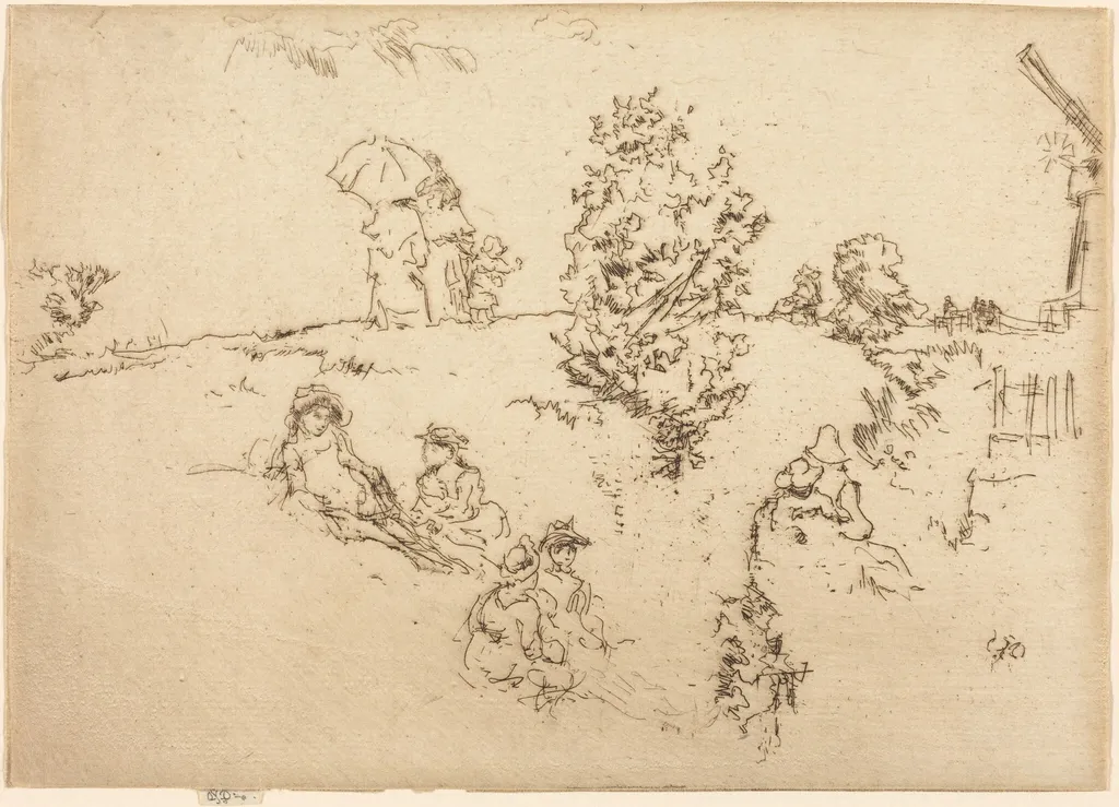 Ramparts, Sandwich, by James McNeill Whistler, ink, 1887