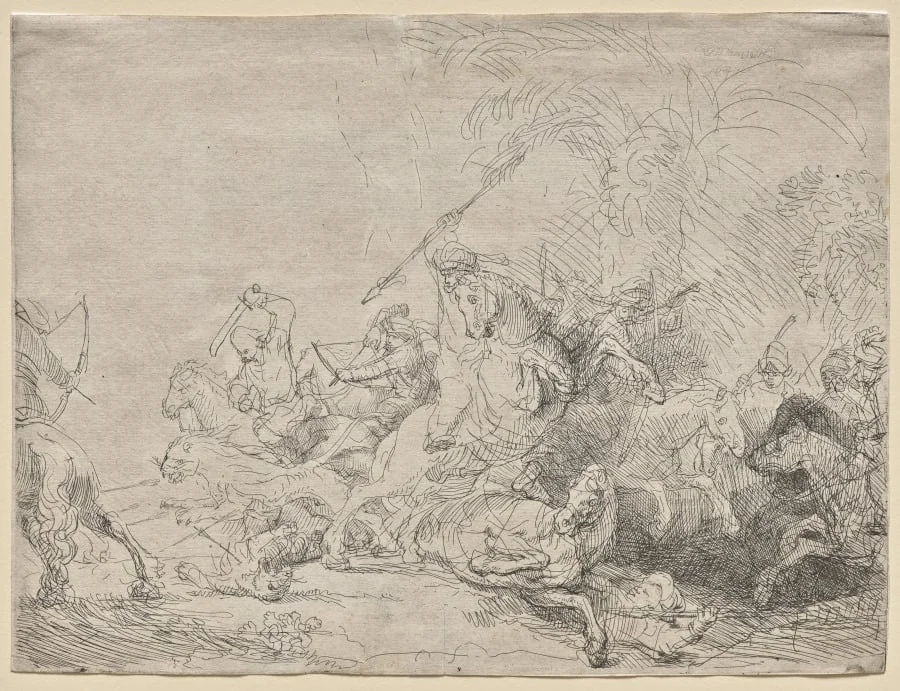 The Large Lion Hunt, detail