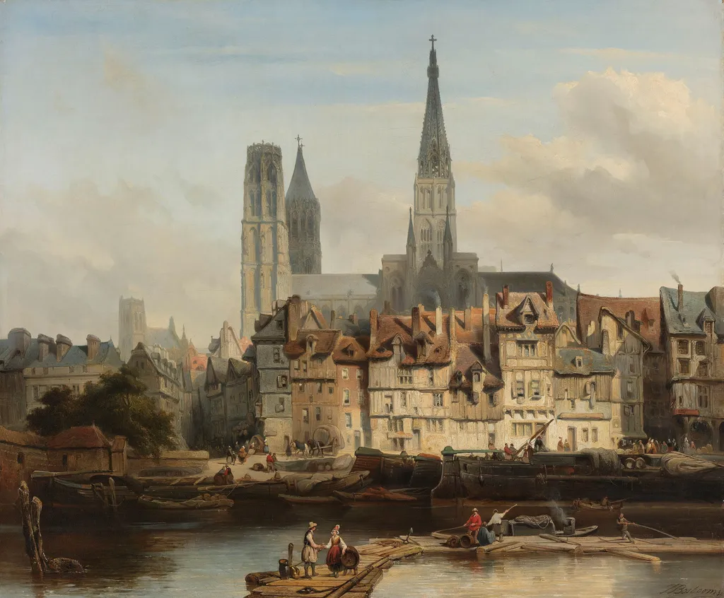 The Quay de Paris in Rouen, by Johannes Bosboom, oil, 1839