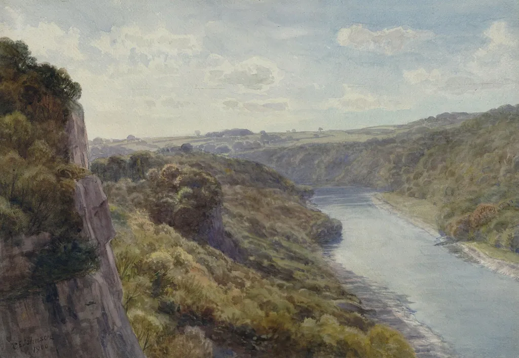 The Wye Valley above Chepstow, by Charles Edward Johnson, watercolor, 1900