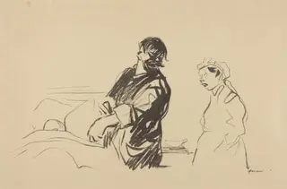 Hospital Scene, by Jean-Louis Forain, ink, 1916