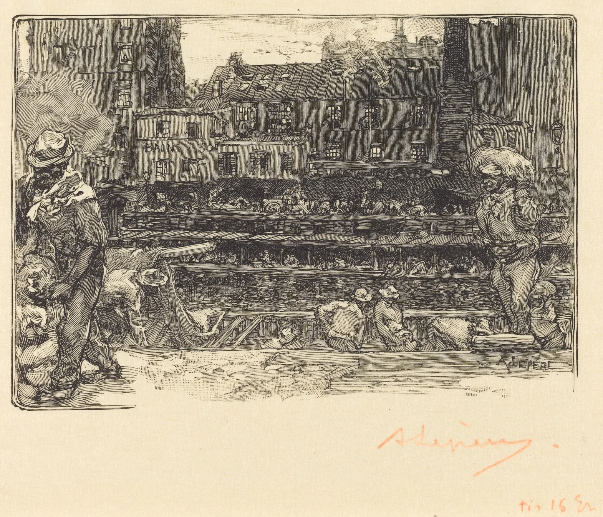 Unloading, Canal St. Martin (Les dechargeurs de platre, Canal Saint-Martin), detail