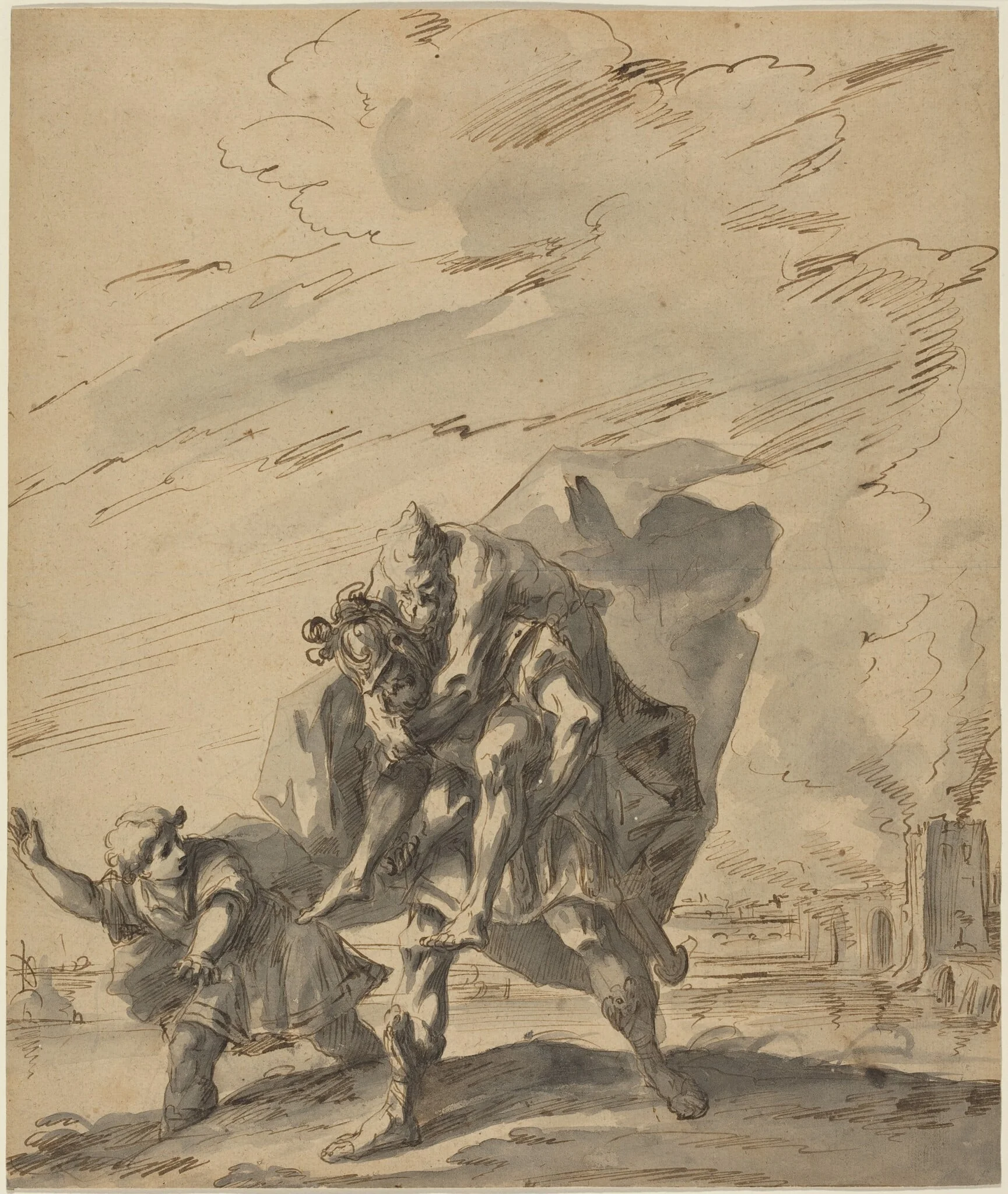 Aeneas Carrying Anchises from Burning Troy, detail