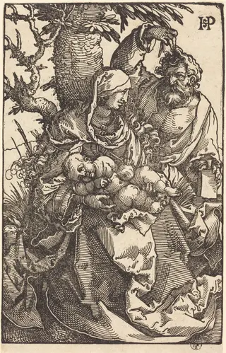 The Holy Family Under a Tree, by Sebald Beham, ink, 1521
