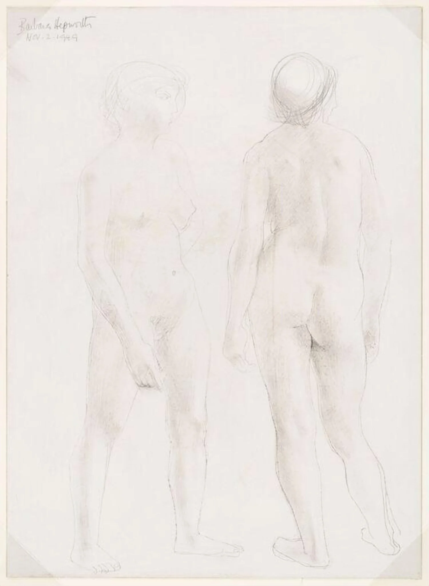Figure study of two standing women, detail