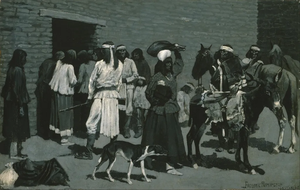 Pueblo Indian Village, by Frederic Remington, oil, 1895