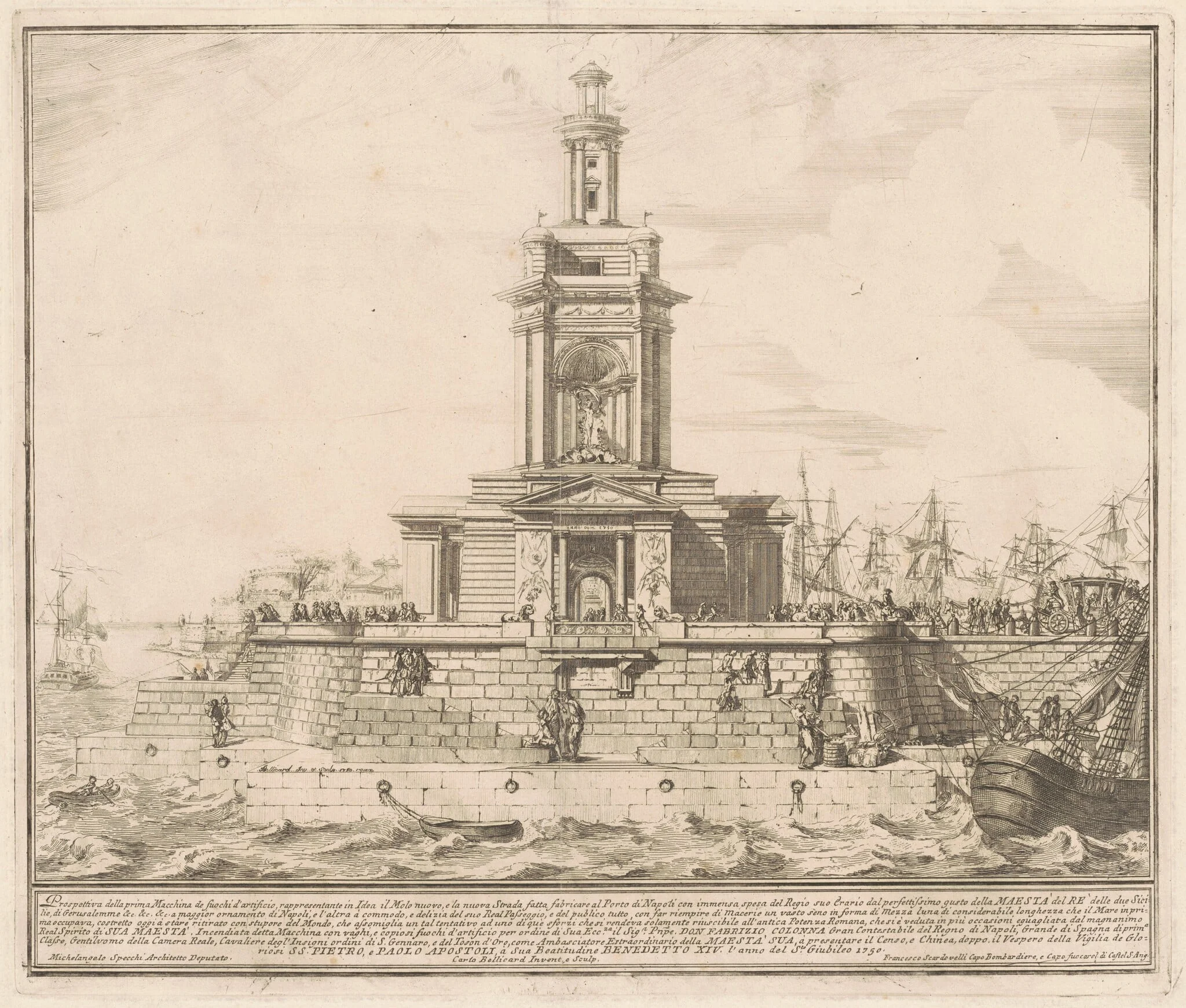 The Prima Macchina for the Chinea of 1750: The New Pier of Naples, detail