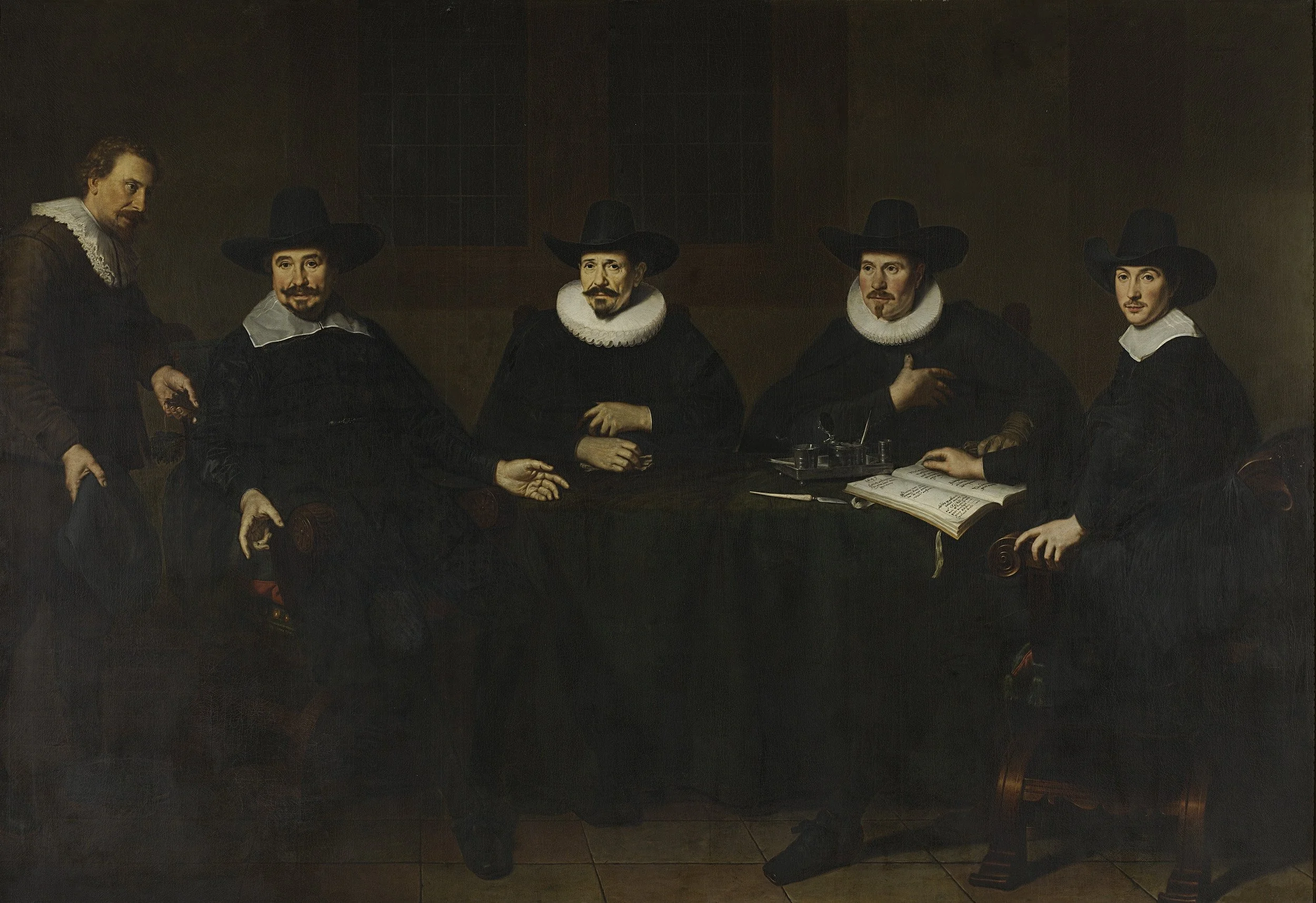 The directors of the serge cloth industry, Amsterdam, 1643, detail