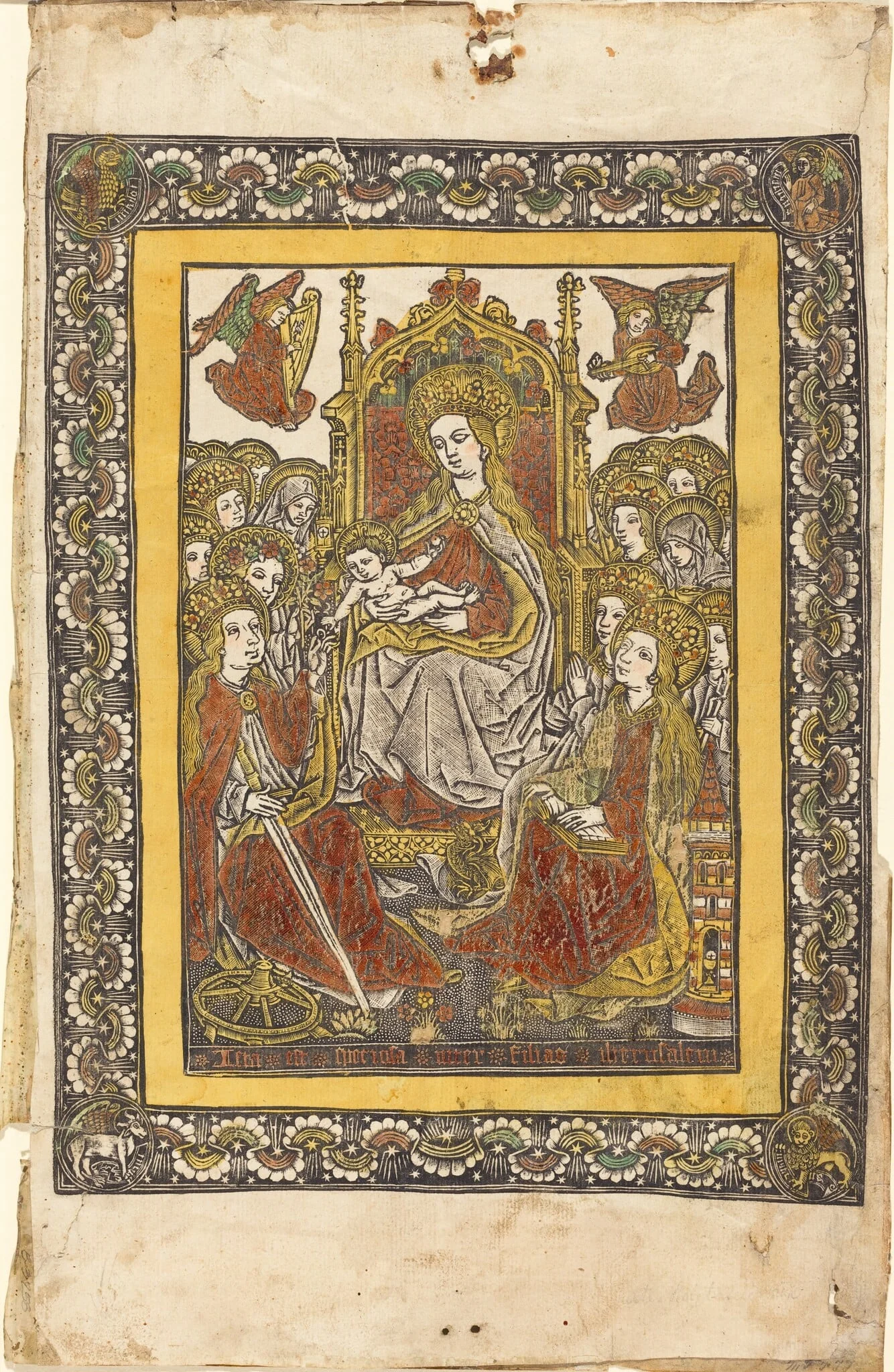 The Madonna Enthroned with Eighteen Holy Women, detail