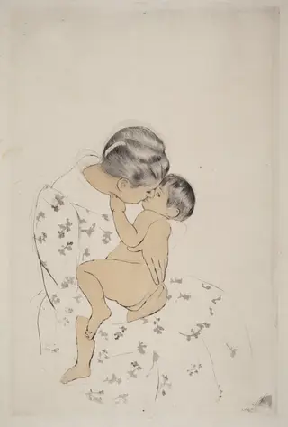Mother's Kiss, by Mary Cassatt, ink, 1890