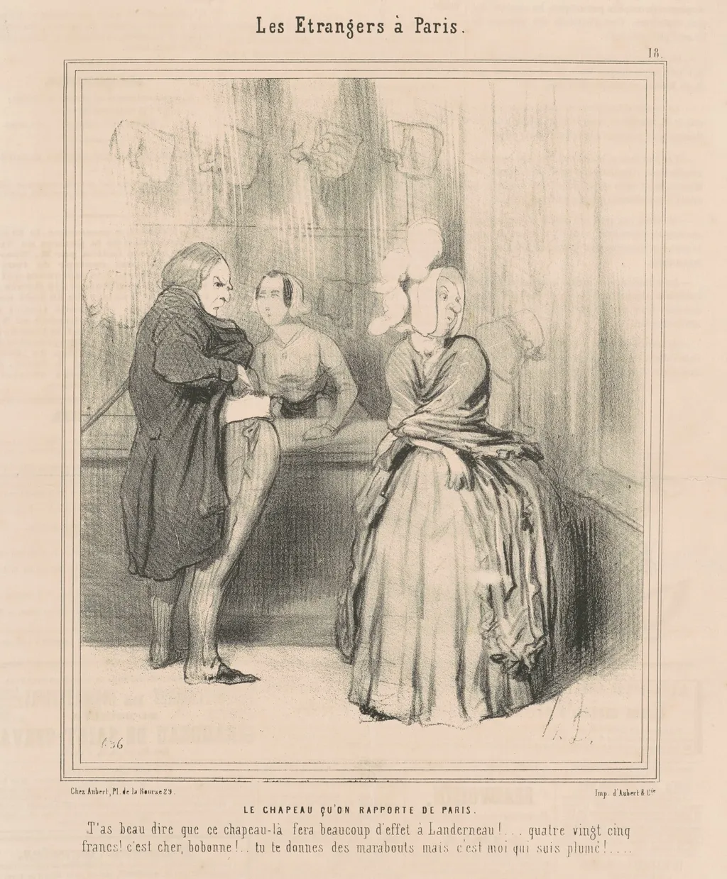 Le chapeau qu'on rapporte de Paris, by Honoré Daumier, ink, 1844