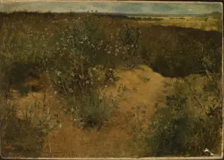 Landscape with thistles, by Curt Agthe, oil, 1896