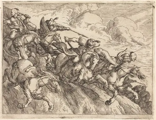Capricci di varie battaglie, by Johann Wilhelm Baur, ink, 1635