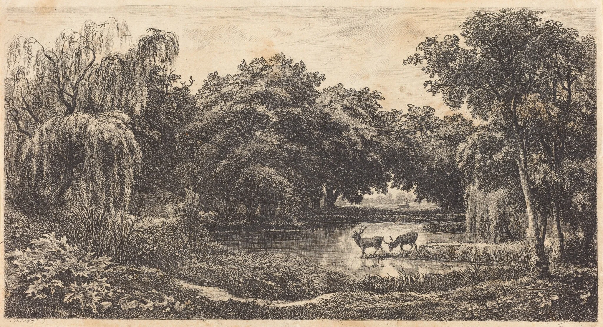 Pool with Deer (La Mare aux cerfs), detail