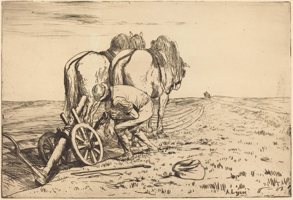 The Plow (La charrue), by Alphonse Legros, ink, 1874