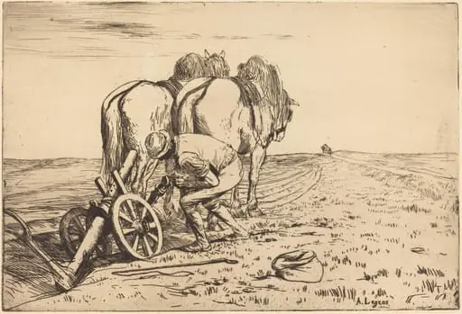The Plow (La charrue), by Alphonse Legros, ink, 1874