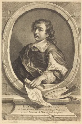 Eustache Le Sueur, by Charles-Nicolas Cochin I, ink, 1731