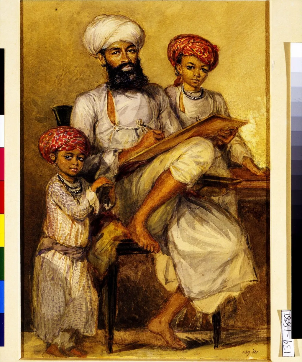 Portrait of Tara Chand, the court painter, by William Carpenter, paint, 1851