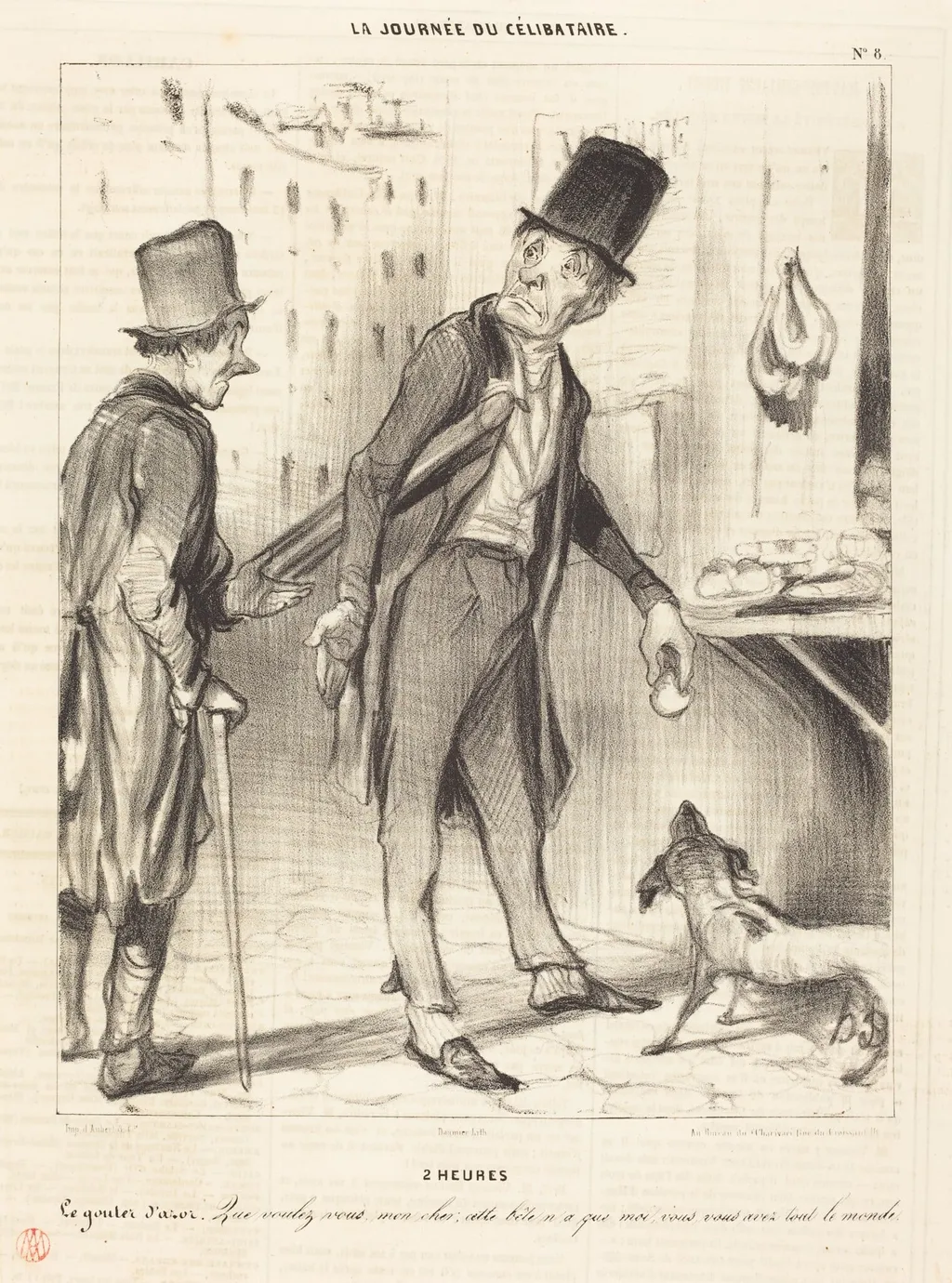 2 heures - Le gouter d'Azor, by Honoré Daumier, ink, 1839